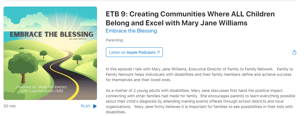 Mary Jane Williams podcast with Sandy Deppisch Embrace The Blessing December 1, 2021